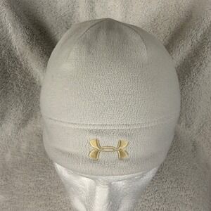 Under Armour Womens Beanie Skull Cap Beige with Gold Logo